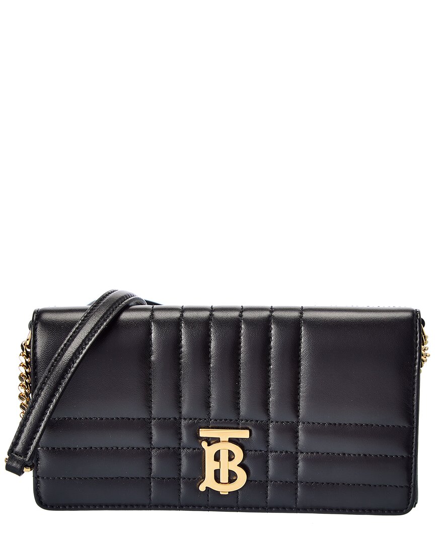 Burberry Lola Leather Wallet On Chain In Black