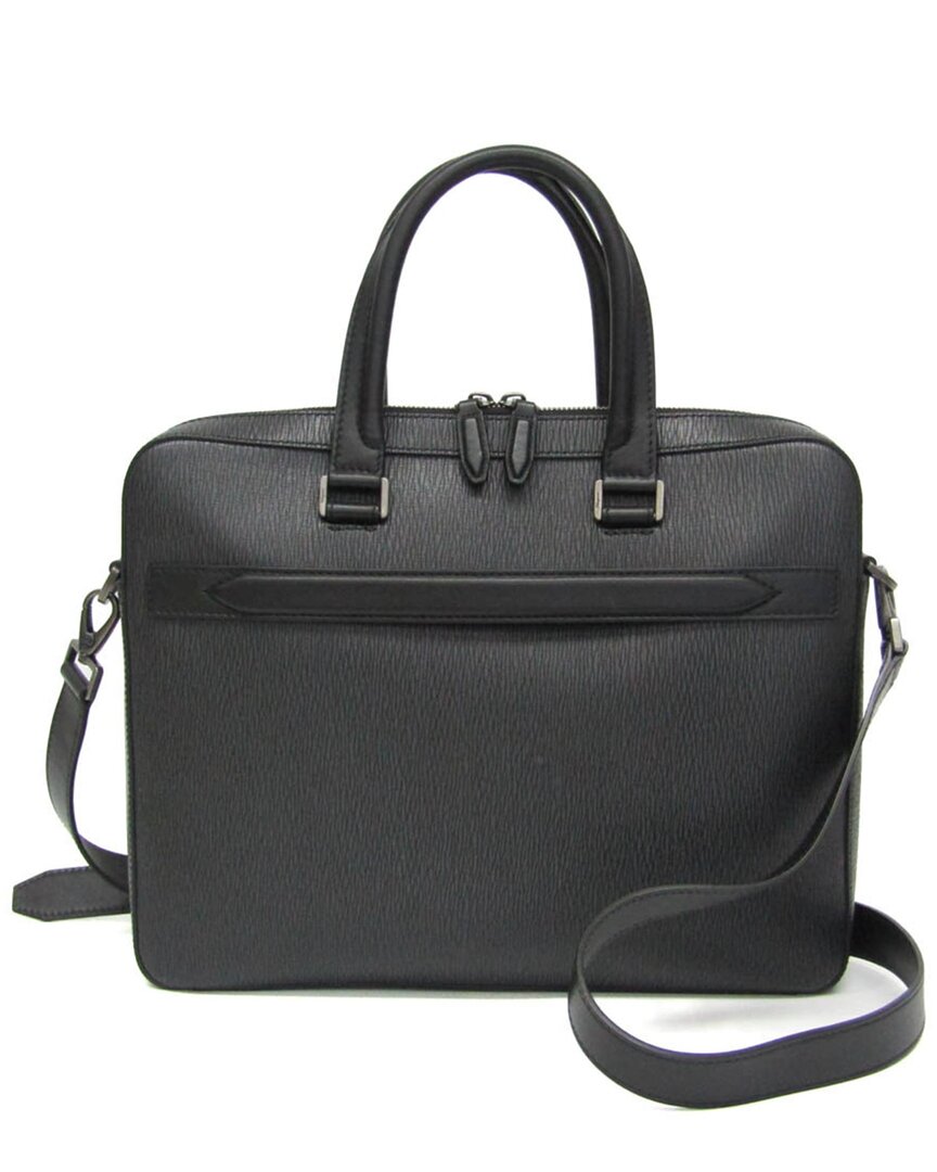 Pre-owned Ferragamo Black Leather Briefcase (authentic Pre-loved)