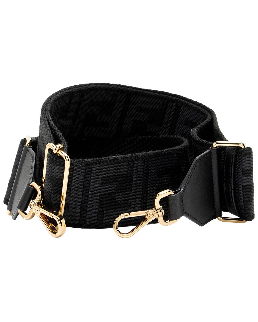 Fendi Leather Shoulder Strap (authentic Pre-loved) In Black