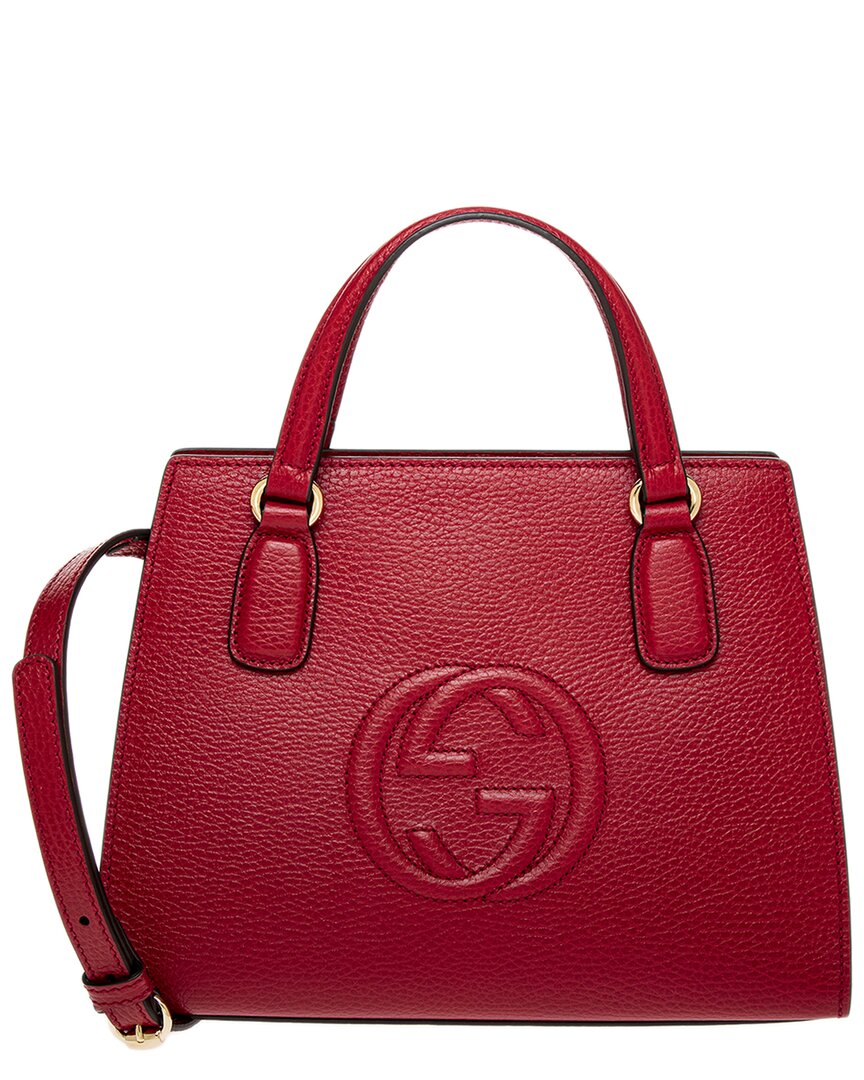 Gucci Soho Gg Small Leather Tote In Red