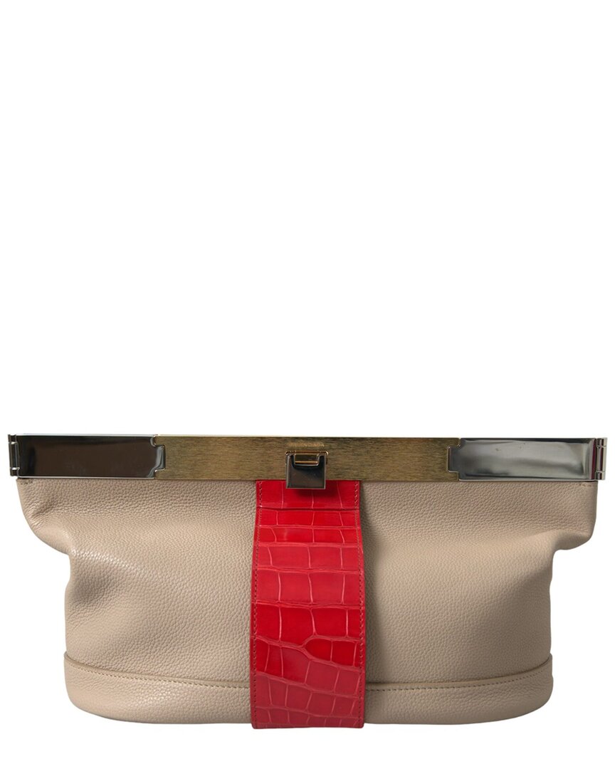 Balenciaga Alligator Clutch In Sand