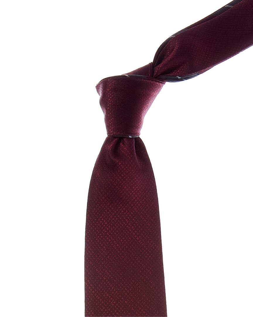 Canali Burgundy Stripe/solid Reversible Silk Tie In Red