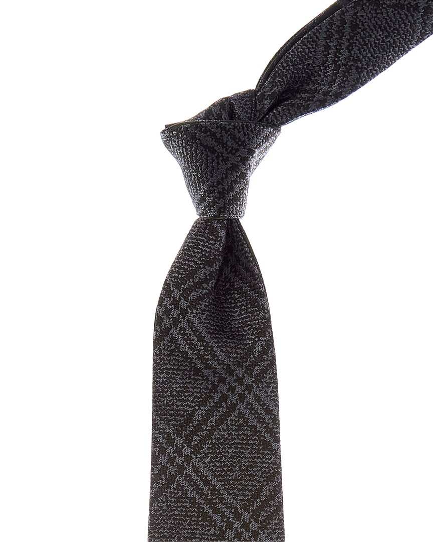 Canali Green & Grey Squares/check Reversible Silk Tie