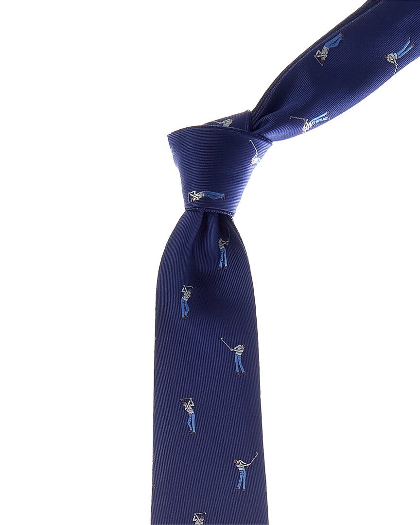 Canali Blue Golfers Reversible Silk Tie