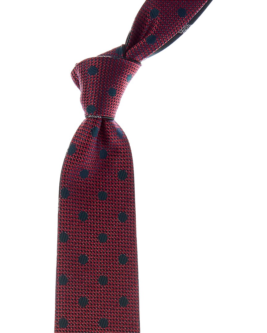 Canali Green & Red Stripes/dots Reversible Silk Tie