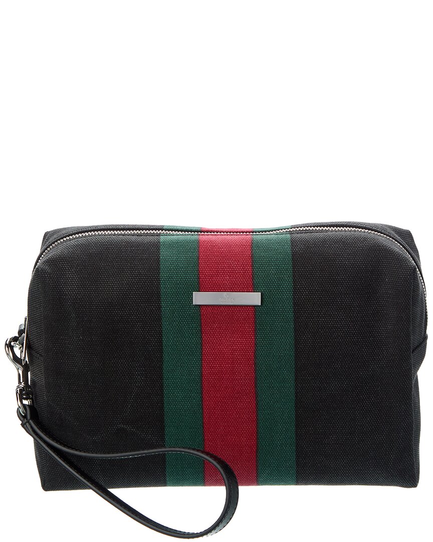 Gucci Positano Small Canvas Pouch In Black