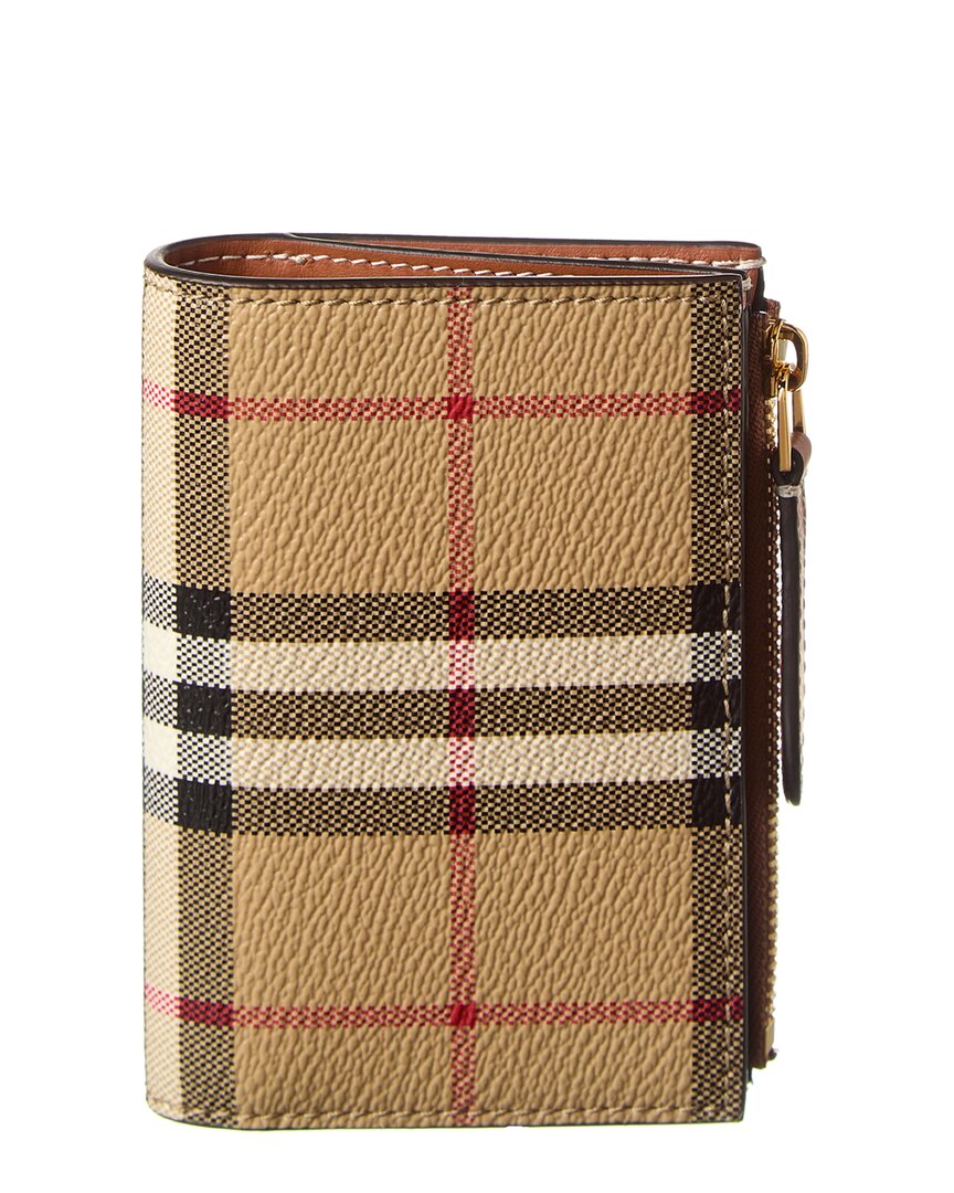 Burberry Small Vintage Check E-canvas Card Case In Beige