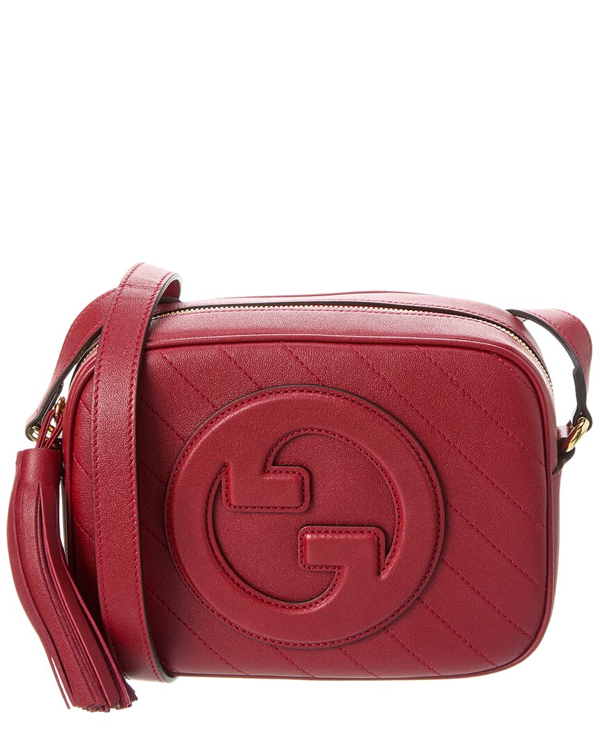 Shop Gucci Blondie Small Leather Shoulder Bag In Red