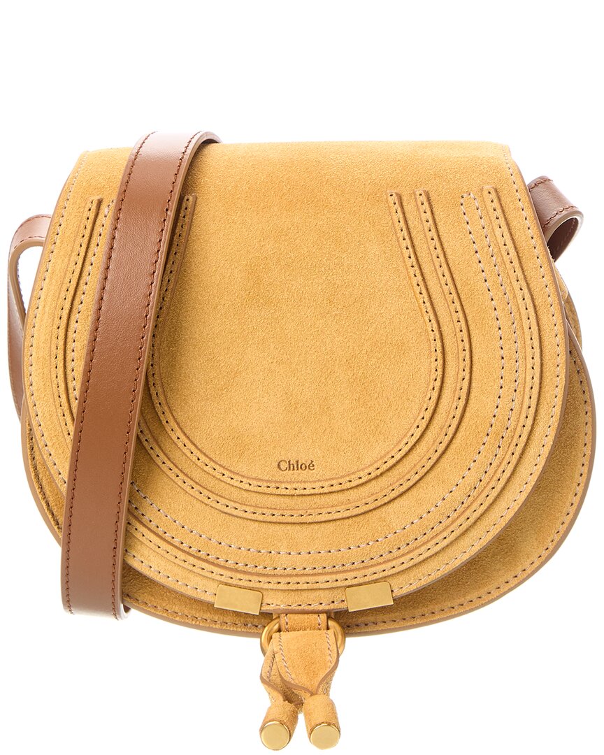 Chloé Marcie Small Suede Saddle Bag In Brown