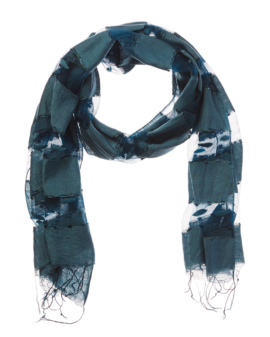 Blue Pacific Hand-woven Silk Scarf
