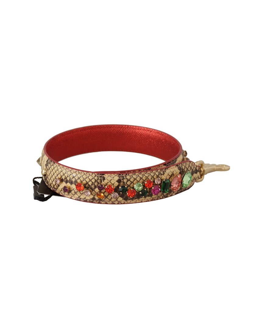 Dolce & Gabbana Beige Exotic Leather Crystals Shou In Neutral