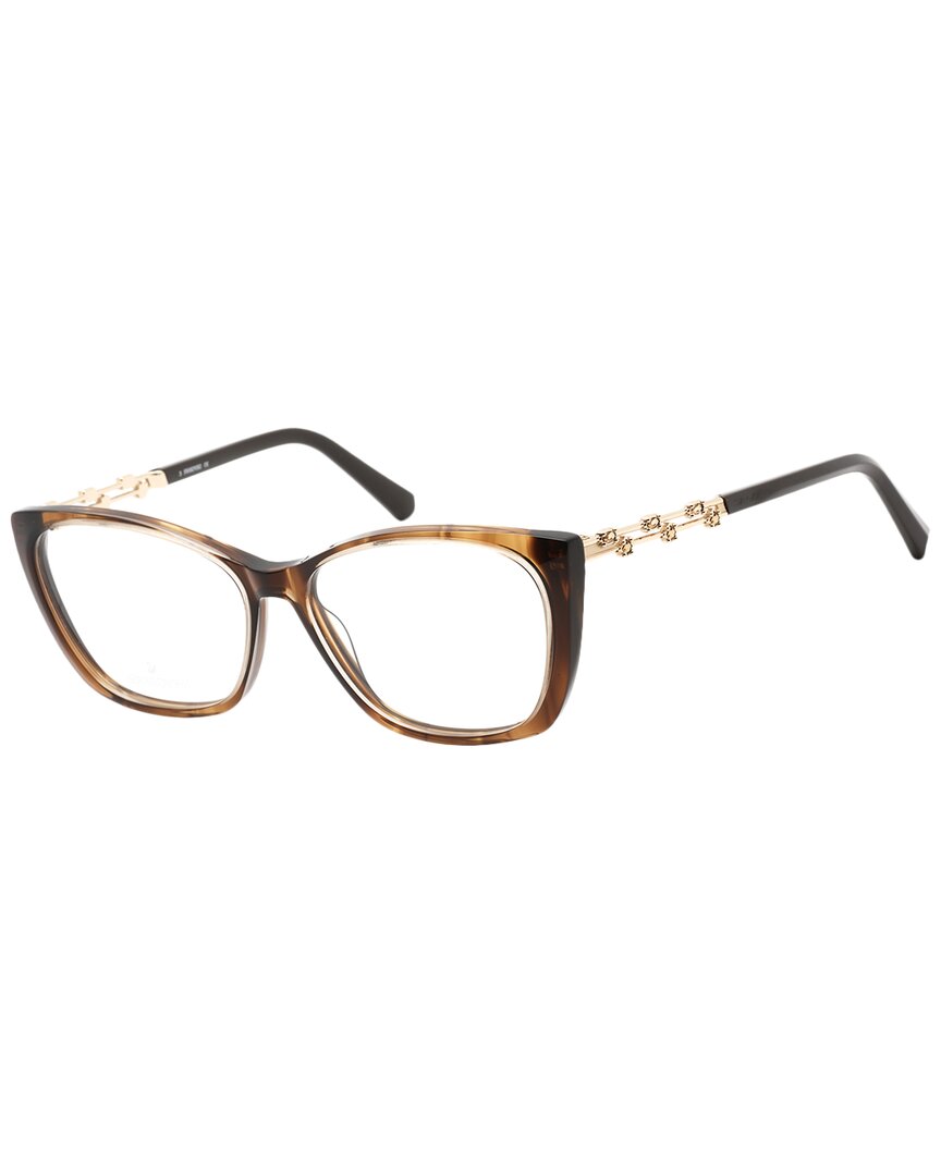 Swarovski Sk5383 Crystal-accented Rectangular Eyeglasses In Brown