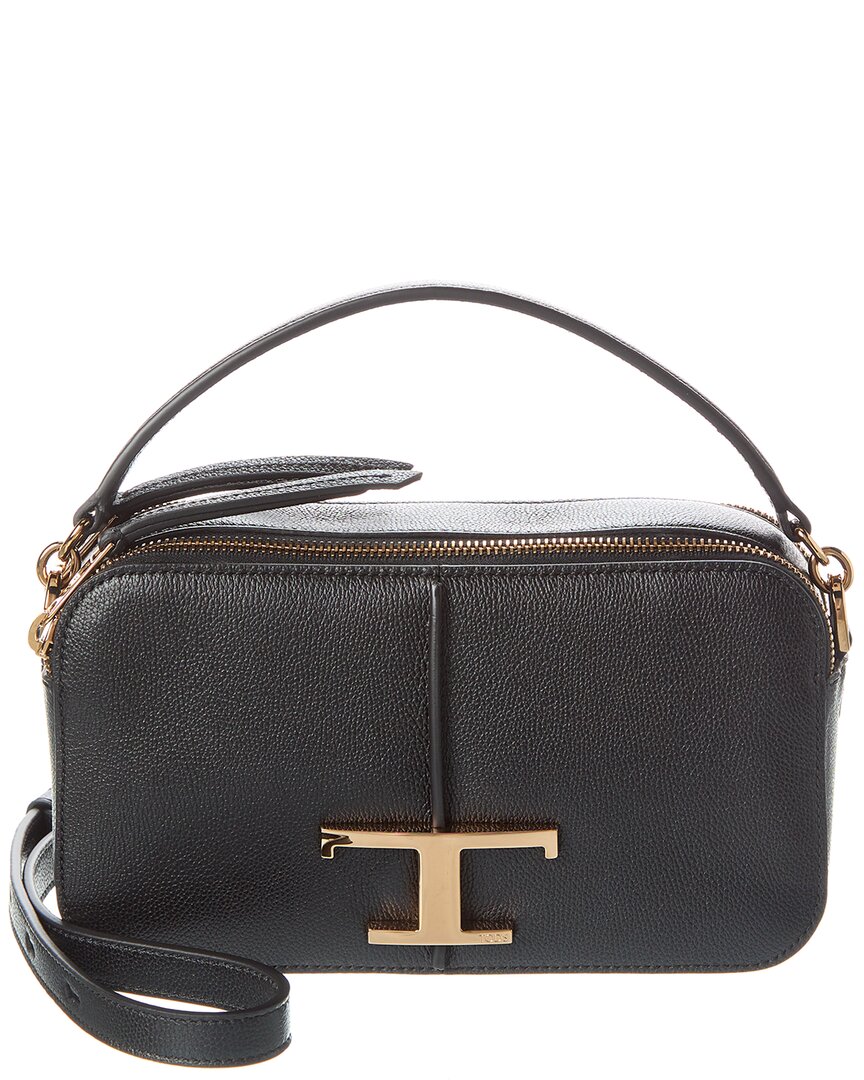 Shop Tod's Tods T Timeless Mini Leather Camera Bag In Black