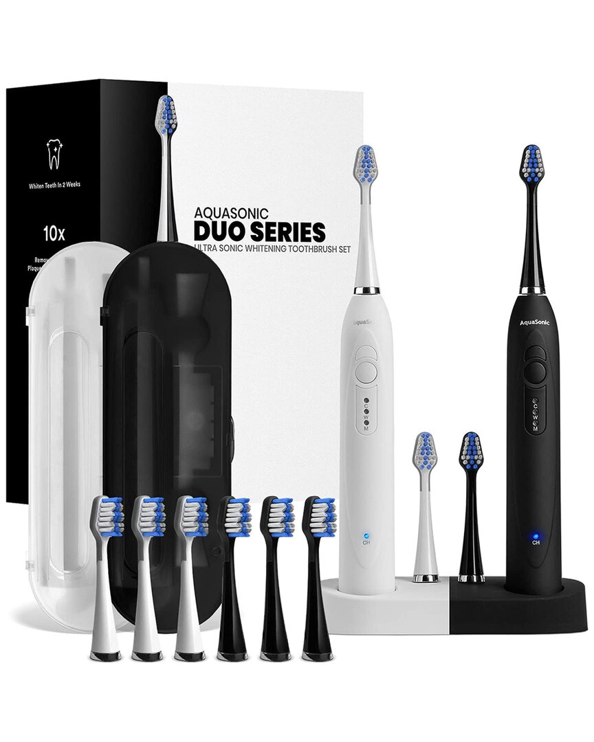 Aquasonic Duo Dual Handle Ultra Whitening 40,000 Vpm Wireless Charging Electric Toothbrushes