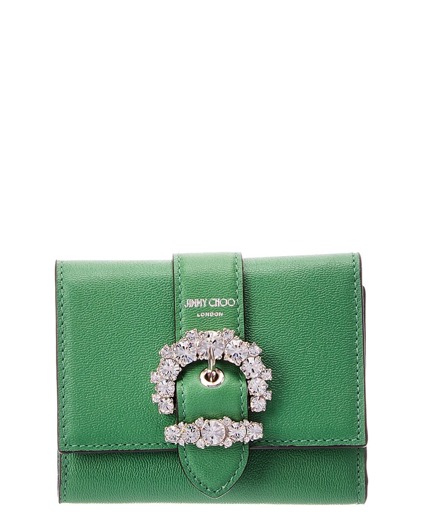 Jimmy Choo Cheri Leather Card Case In Green