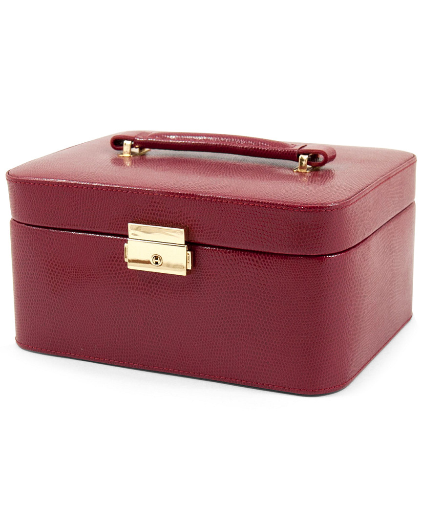Bey-berk Red Lizard Debossed Leather Jewelry Box In Red