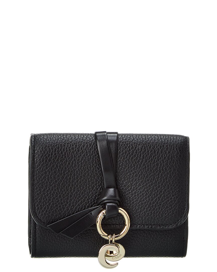 Shop Chloé Alphabet Leather French Wallet In Black
