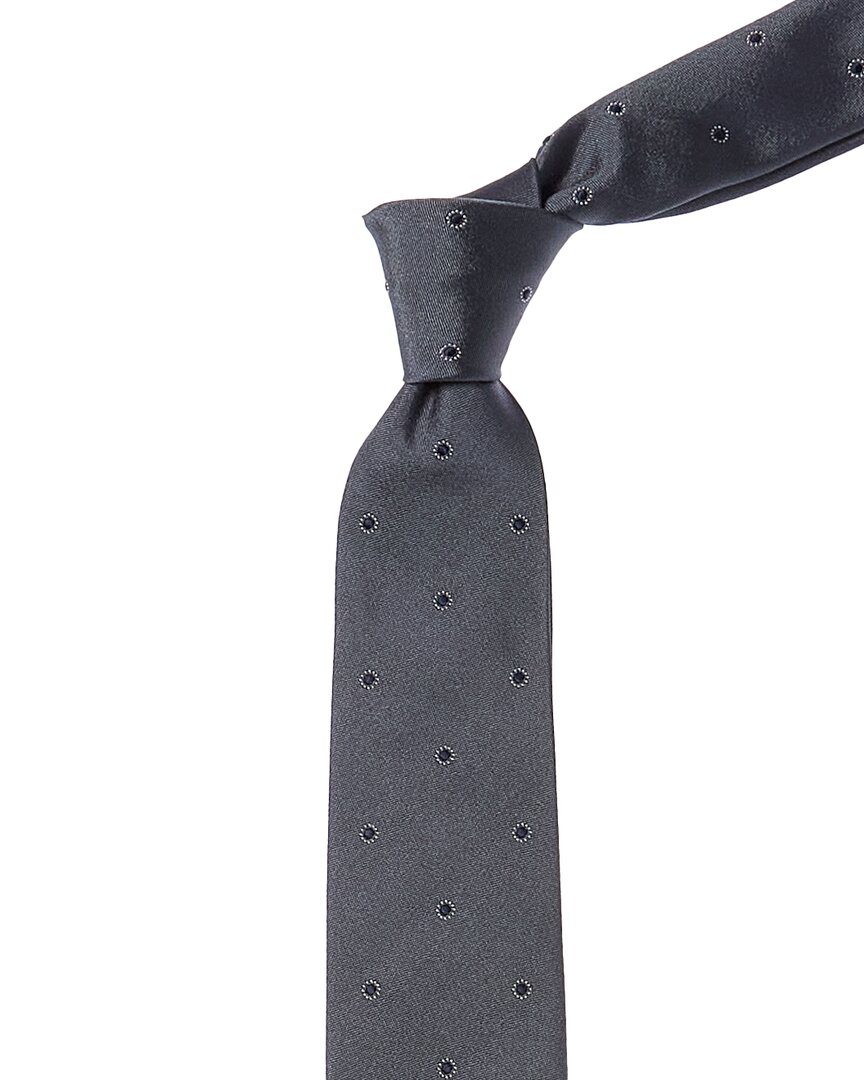 Brunello Cucinelli Grey Dots Silk Tie