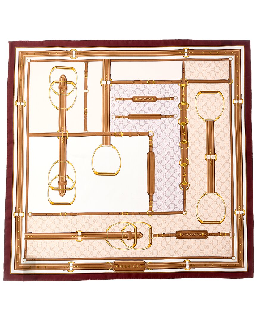GUCCI GUCCI HORSEBIT & GG PRINT SILK SCARF