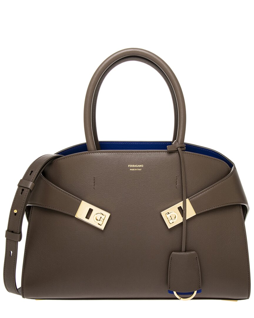 Ferragamo Hug Small Leather Satchel In Brown