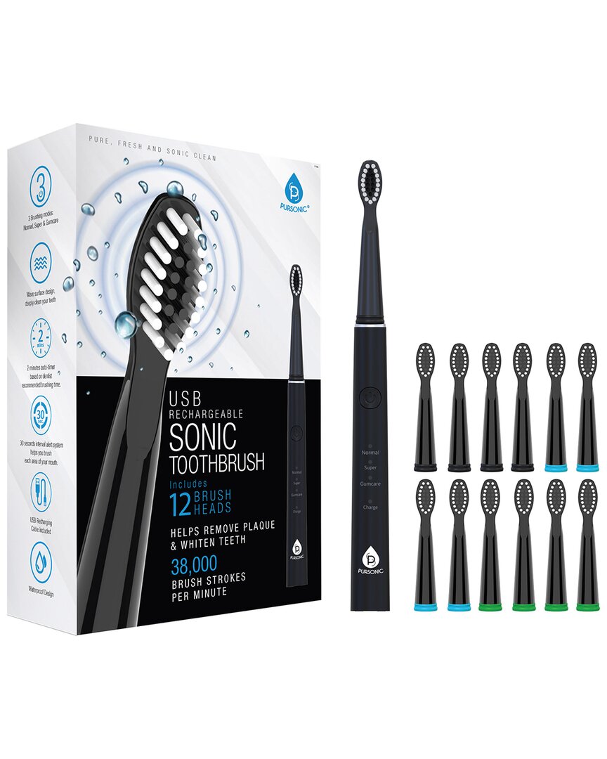 Pursonic Usb Rechargeable Sonic Toothbrush In Black