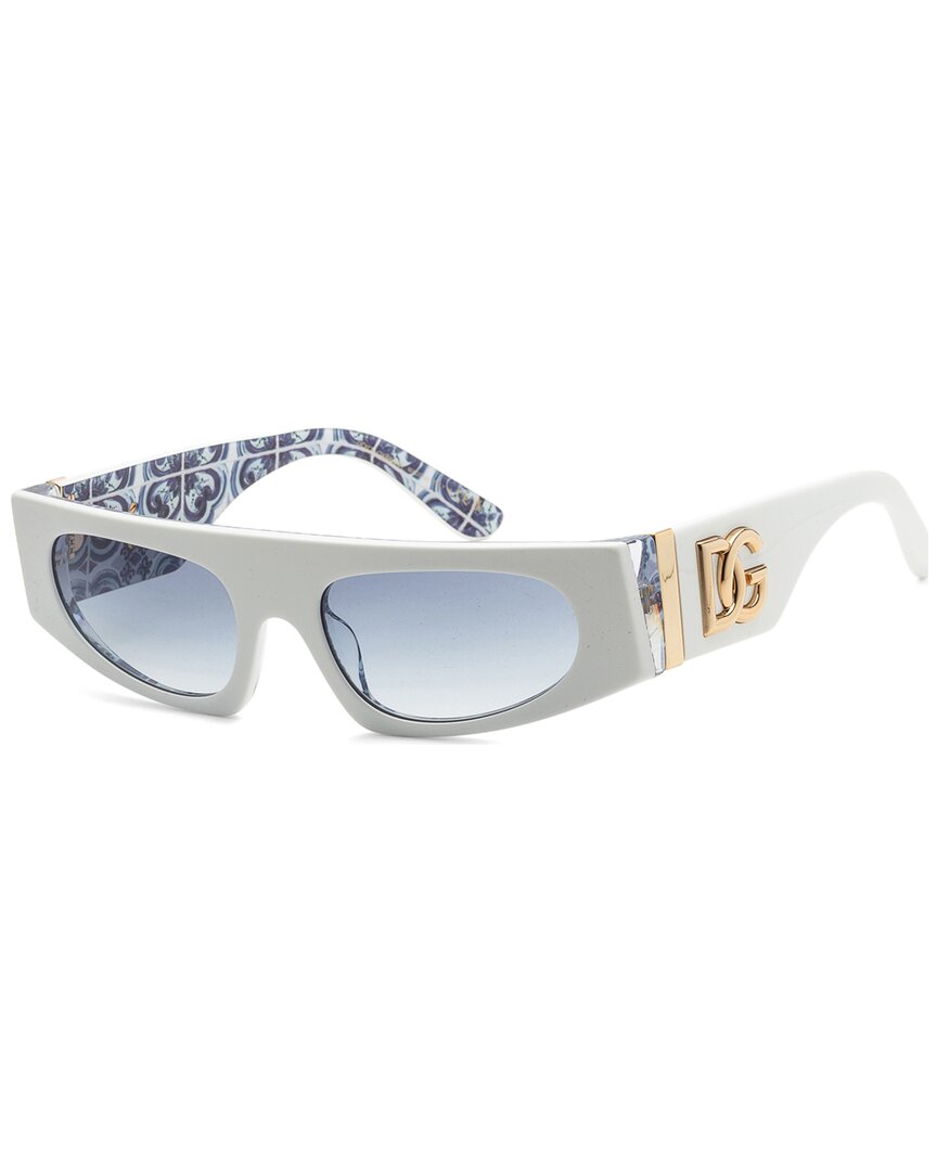 Dolce & Gabbana Interlocking Dg Logo Rectangle Acetate Sunglasses In White