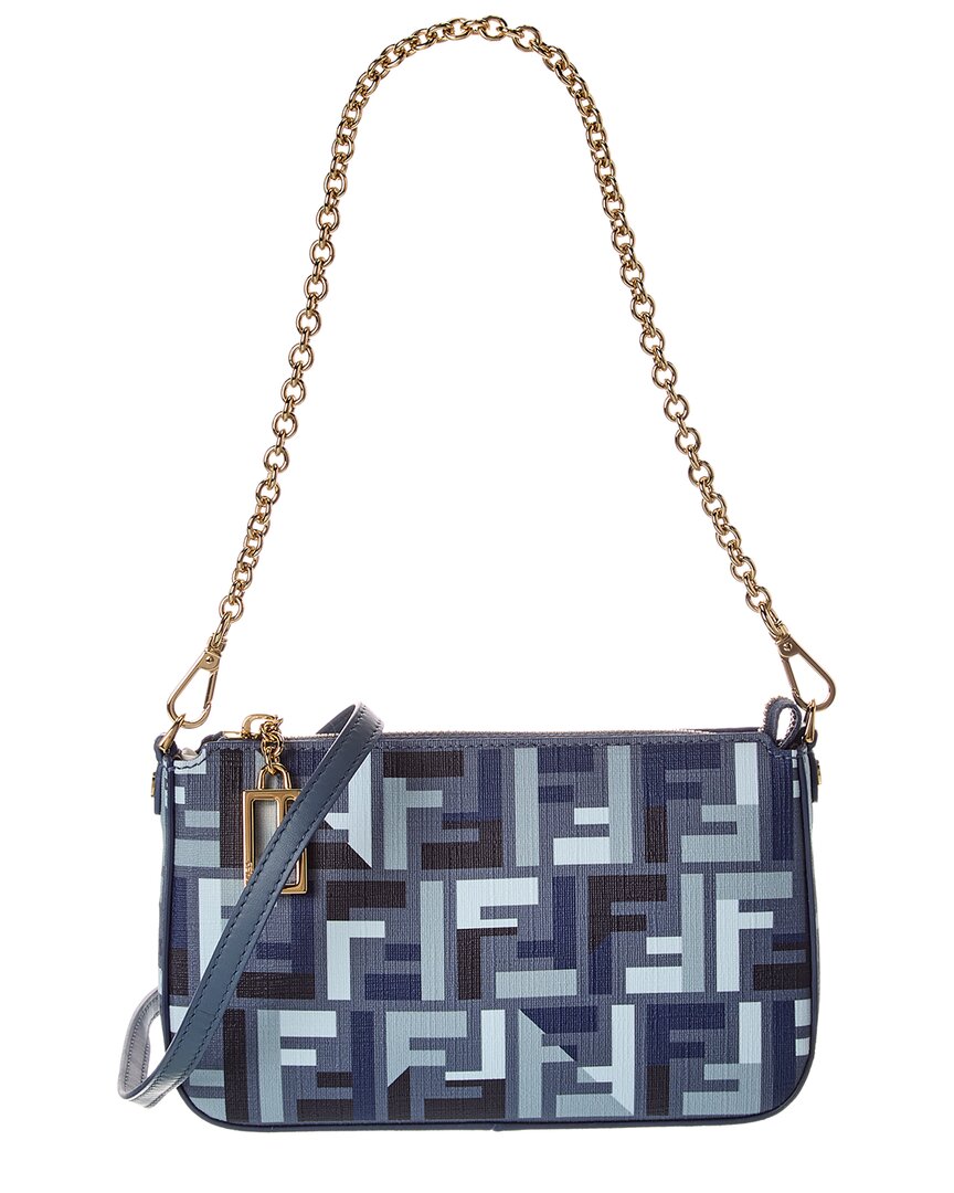Fendi Dnu Inv  Baguette Ff Jacquard Pouch In Blue