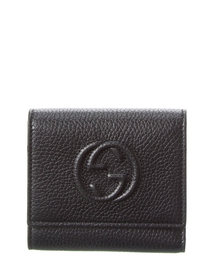 Shop Gucci Soho Leather French Wallet In Black