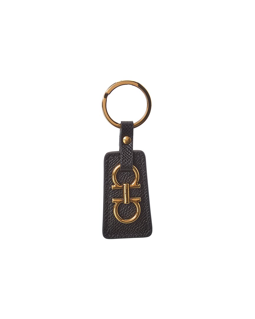 Ferragamo Gancini Keychain In Hammered Leather In Nocolor