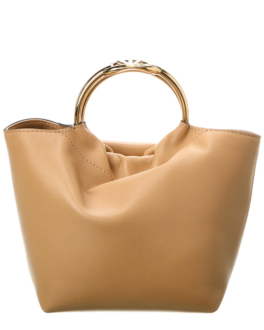 Shop Valentino Vlogo Leather Bucket Bag