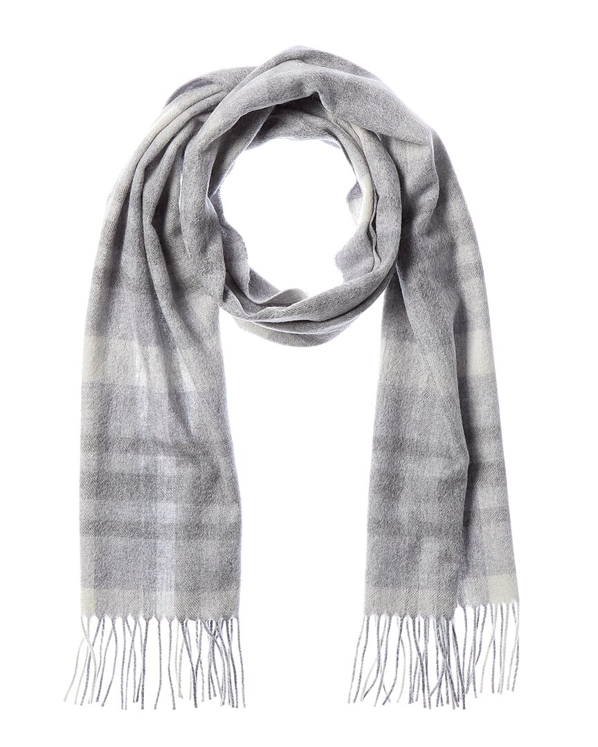 Amicale Cashmere Exploded Plaid Cashmere Scarf In Gray