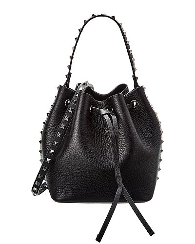 Rockstud Grainy Leather Bucket Bag