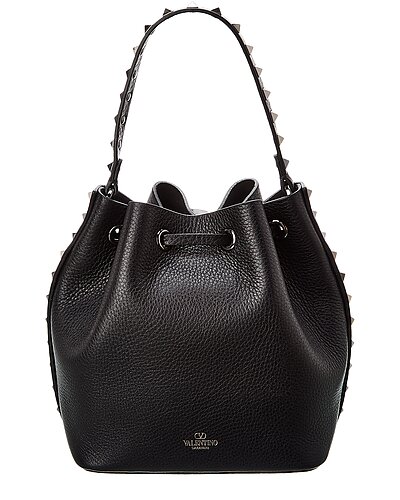Rockstud Grainy Leather Bucket Bag