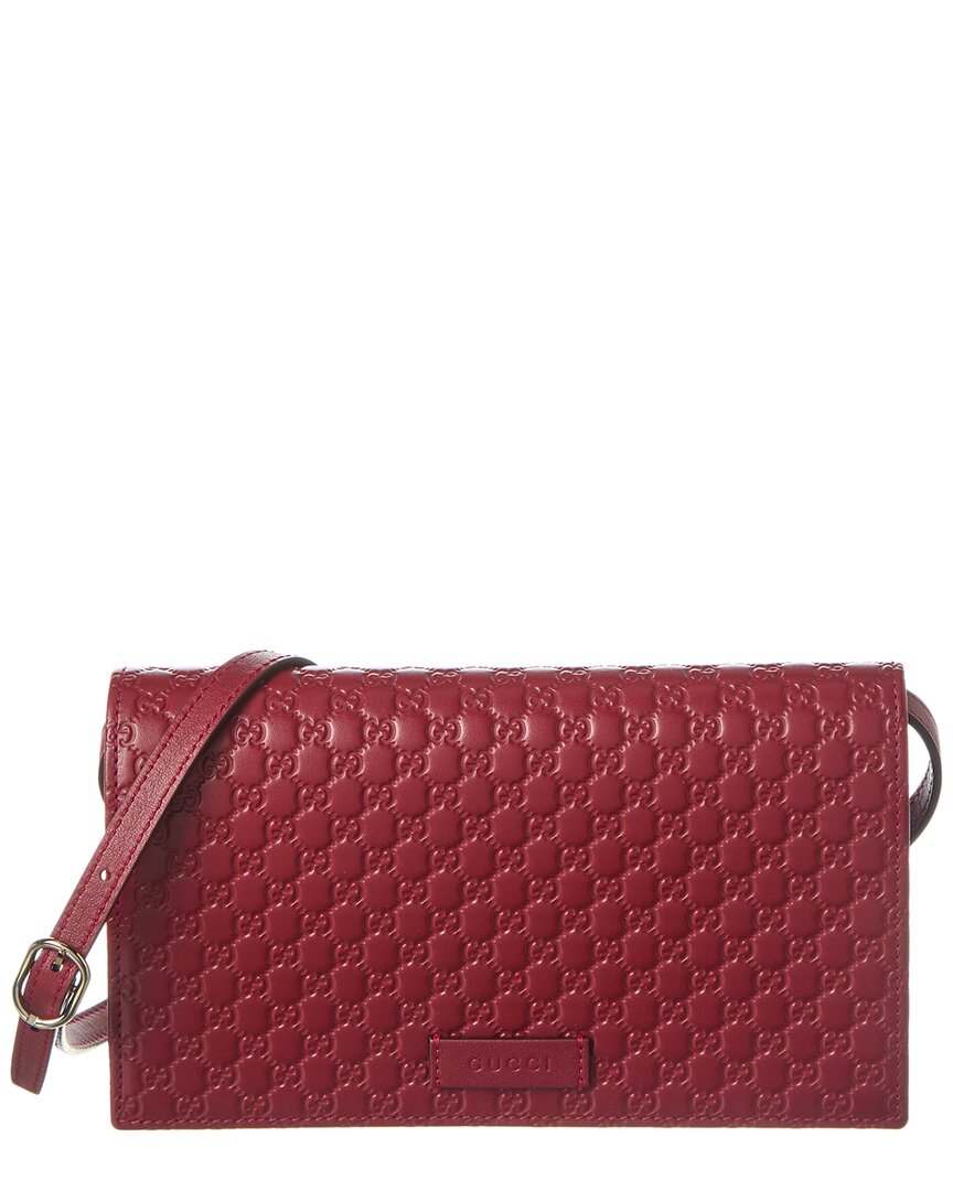 Shop Gucci Micro Ssima Leather Crossbody In Red