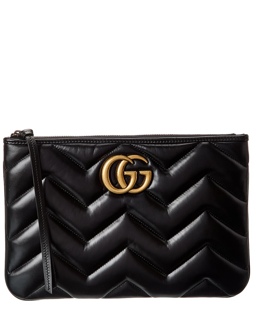 Gucci Gg Marmont Leather Clutch In Black