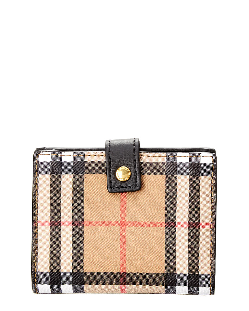 Burberry Small Vintage Check Canvas & Leather Folding Wallet In Black ...