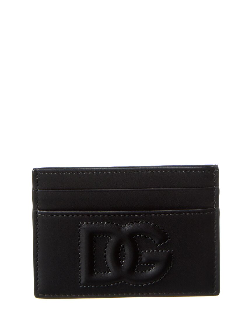 Dolce & Gabbana Dg Logo Leather Card Holder In Black