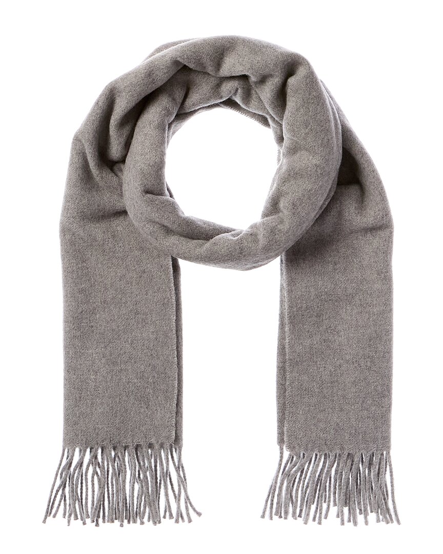 Shop La Fiorentina Fringe Wool Scarf In Grey