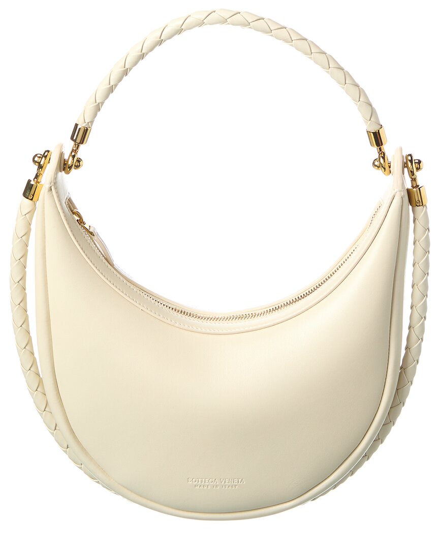 Bottega Veneta Hula Hoop Leather Hobo Bag In White