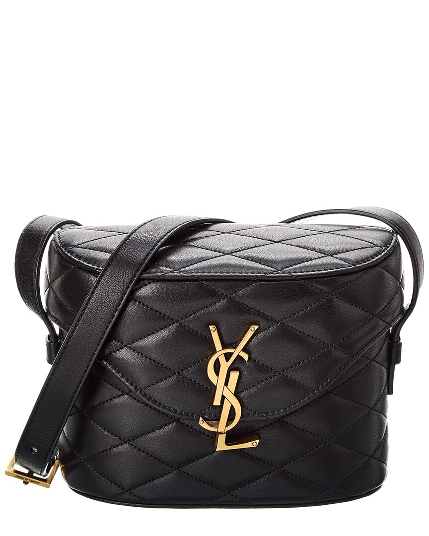 Shop Saint Laurent June Quilted Leather Box Bag In Black