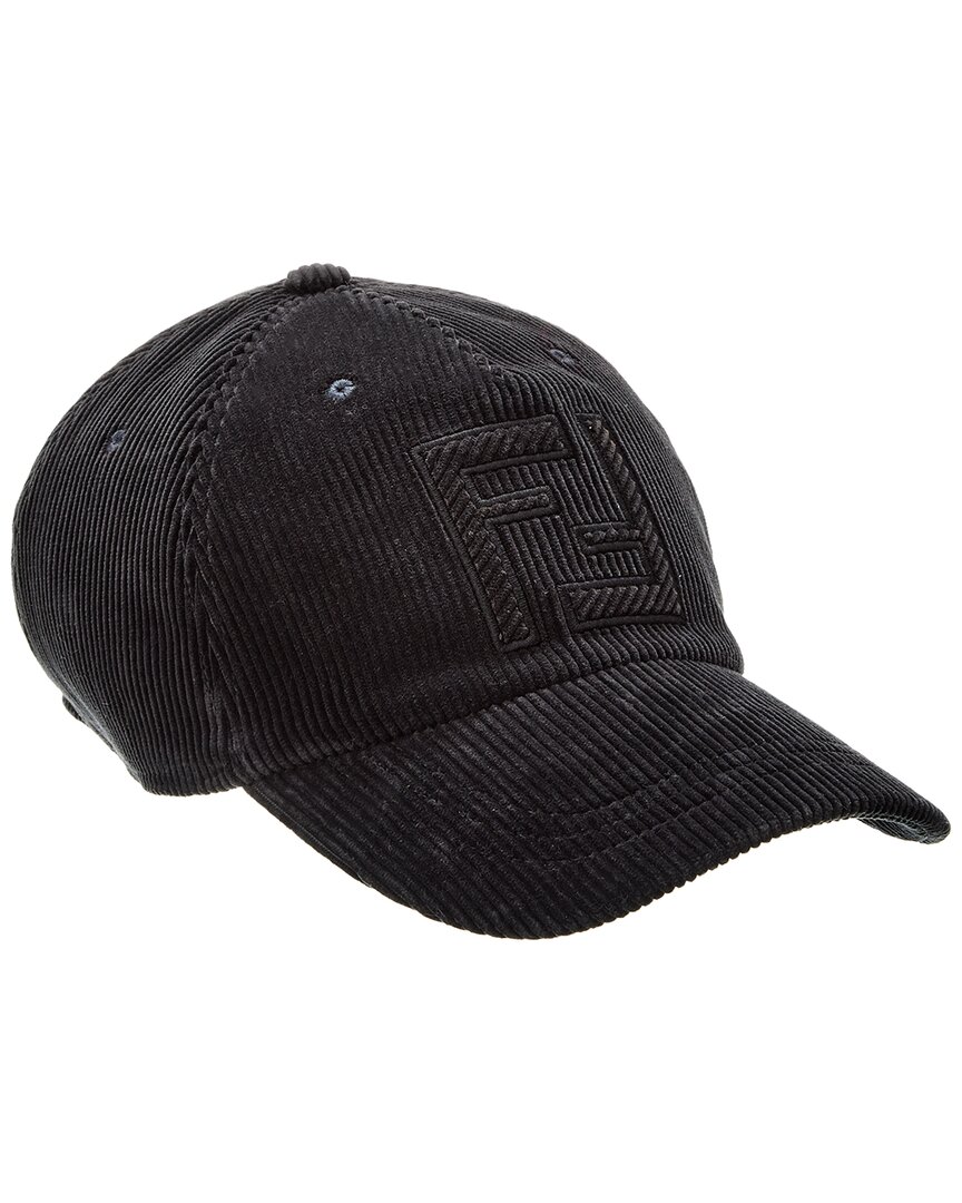 Shop Fendi Corduroy Baseball Cap In Black