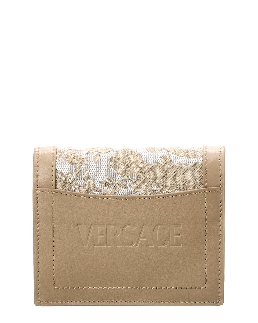 VERSACE VERSACE CANVAS & LEATHER BIFOLD FRENCH WALLET