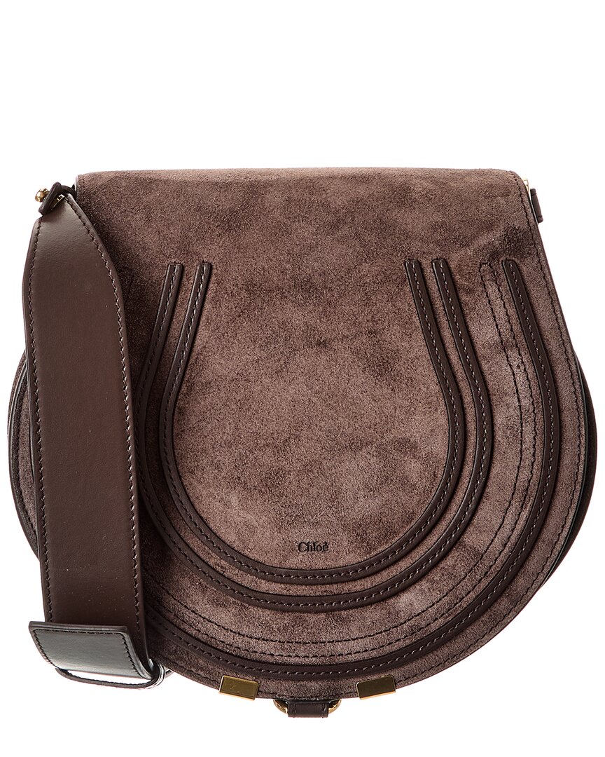 Chloé Marcie Suede Saddle Bag In Brown