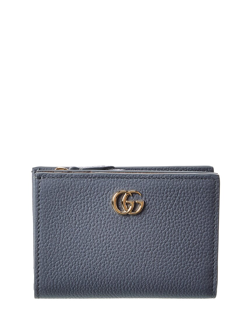 Gucci Gg Marmont Small Leather Wallet In Blue