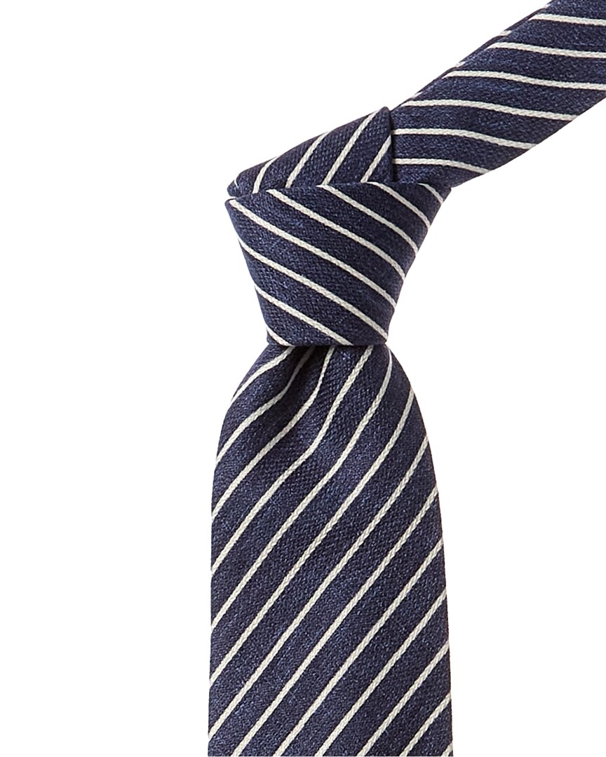 Shop J.mclaughlin Stripe Silk Print Tie In Blue