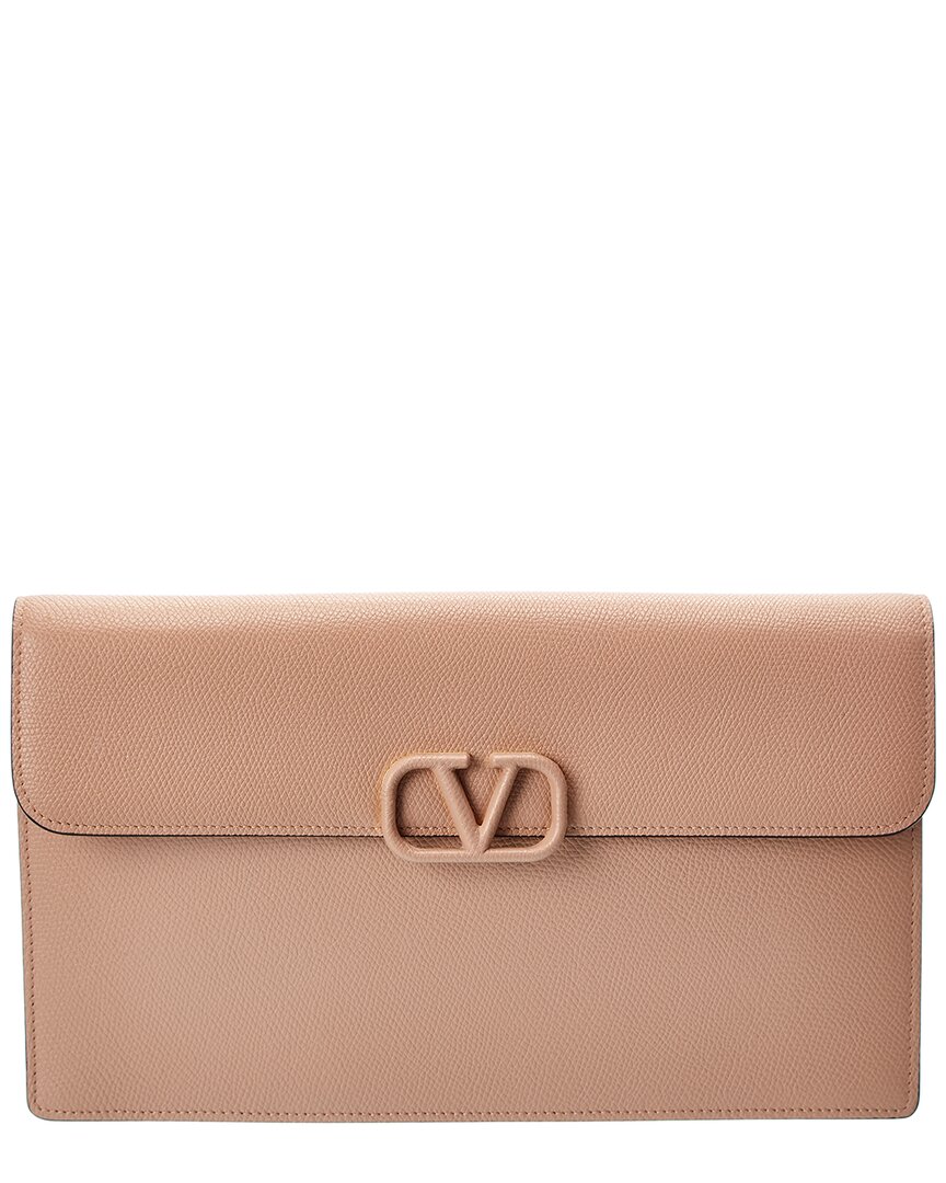 Valentino Garavani Valentino Vlogo Envelope Grainy Leather Clutch