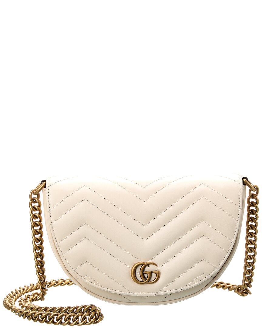 Gucci Gg Marmont Matelasse Leather Shoulder Bag In White
