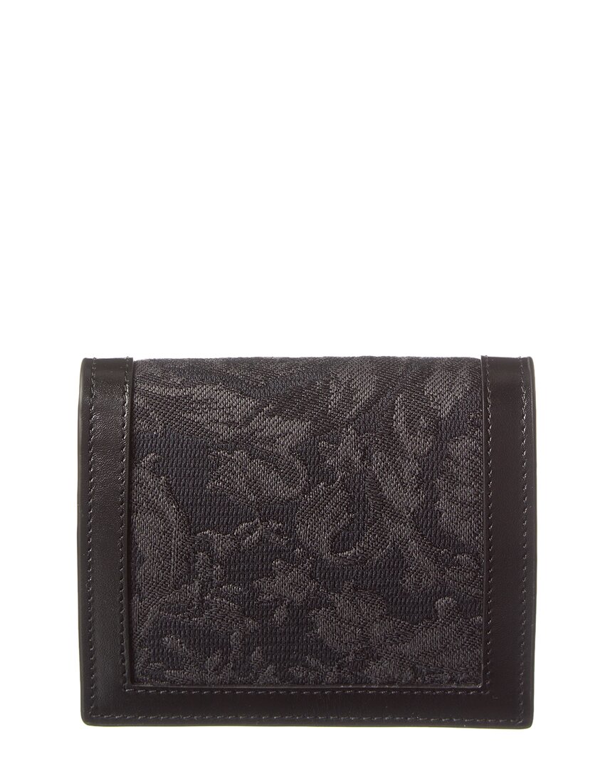 Versace Canvas & Leather Bifold French Wallet In Black