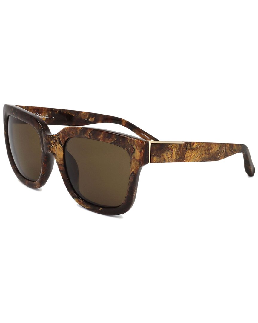Linda Farrow Phillip Lim Marble Effect Frame Wayfarer Sunglasses In Brown