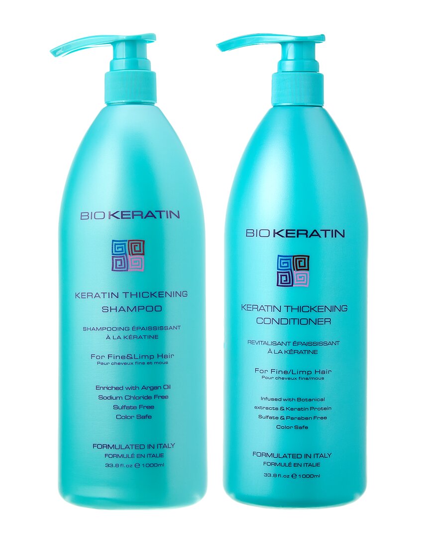 Biokeratin Unisex 33.8oz & 33.4oz Extra Thickening Shampoo & Conditioner In White